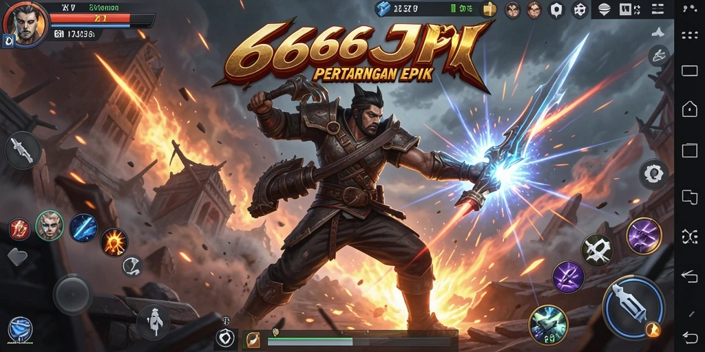Tampilan gameplay 666J yang intens dan memukau.