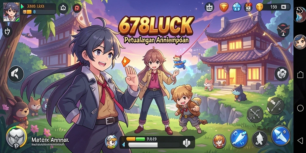 Tampilan gameplay 678LUCK yang penuh aksi dan karakter Anime.