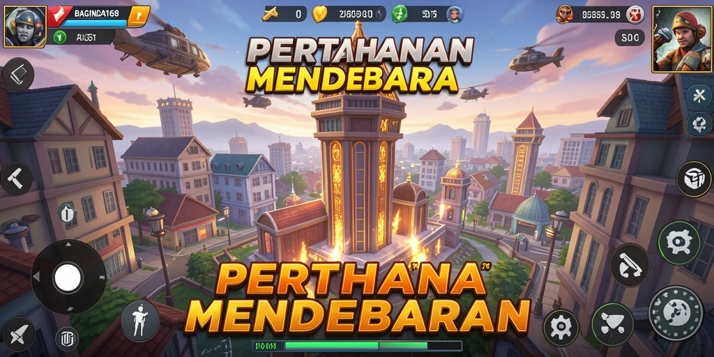 Tampilan gameplay seru dengan menara yang strategis.
