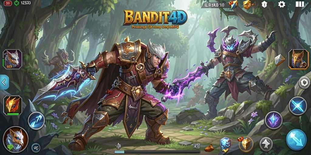 Tampilan epik gameplay BANDIT4D dengan aksi seru dan karakter kuat.