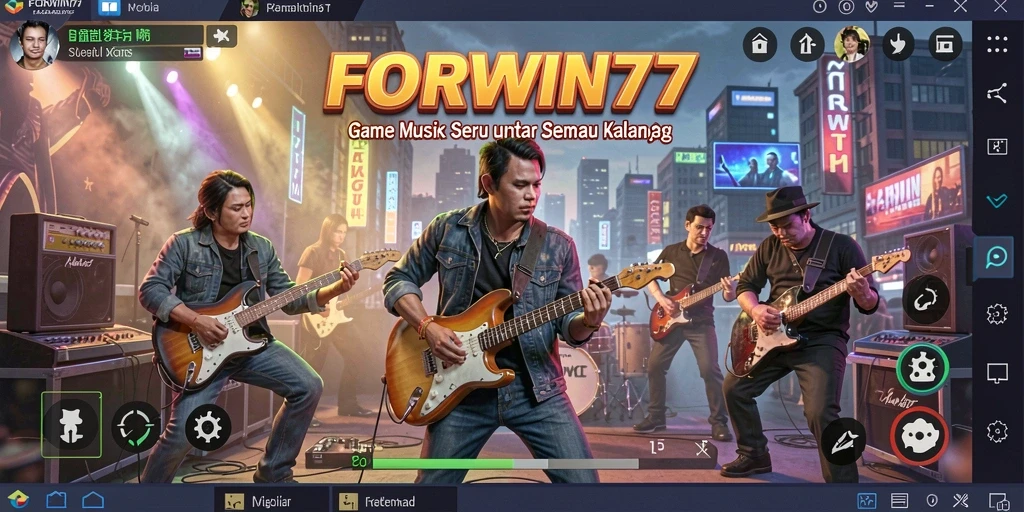 Tampilan gameplay FORWIN77 yang seru dan interaktif saat bermain musik.