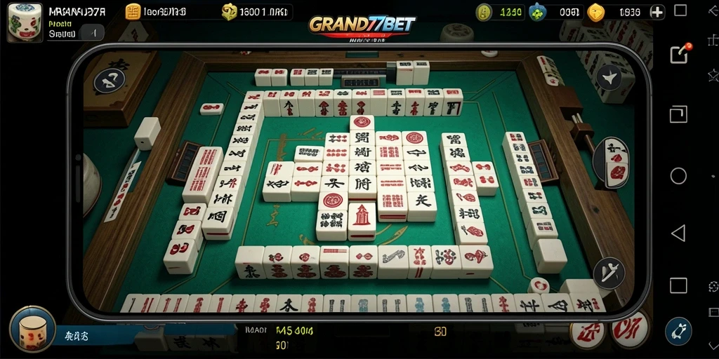 Tampilan gameplay menarik dari GRAND77BET dengan ubin Mahjong yang indah.