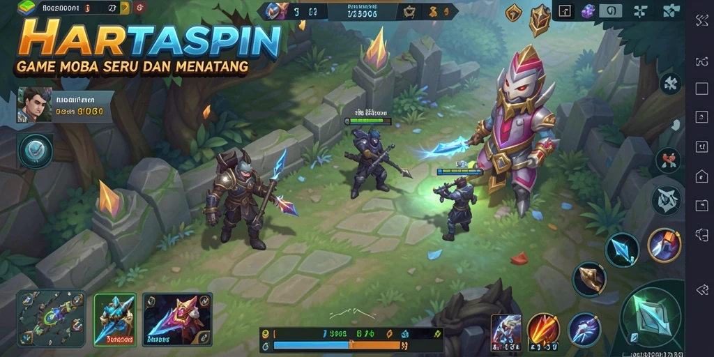 Tampilan gameplay seru HARTASPIN di arena MOBA.