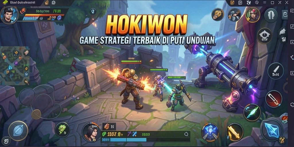 Tangkapan layar HOKIWON menampilkan aksi pertempuran strategis yang mendebarkan.
