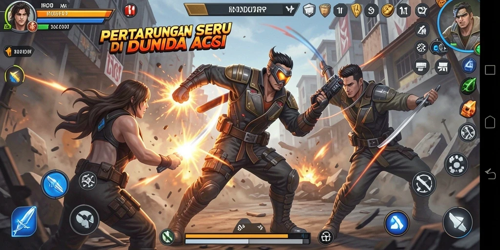 Screenshot gameplay INDORP menunjukkan aksi pertarungan yang intens dan grafik menawan.