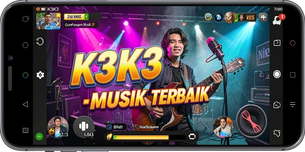 Screenshot gameplay K3K3 menampilkan tantangan musik yang menegangkan.