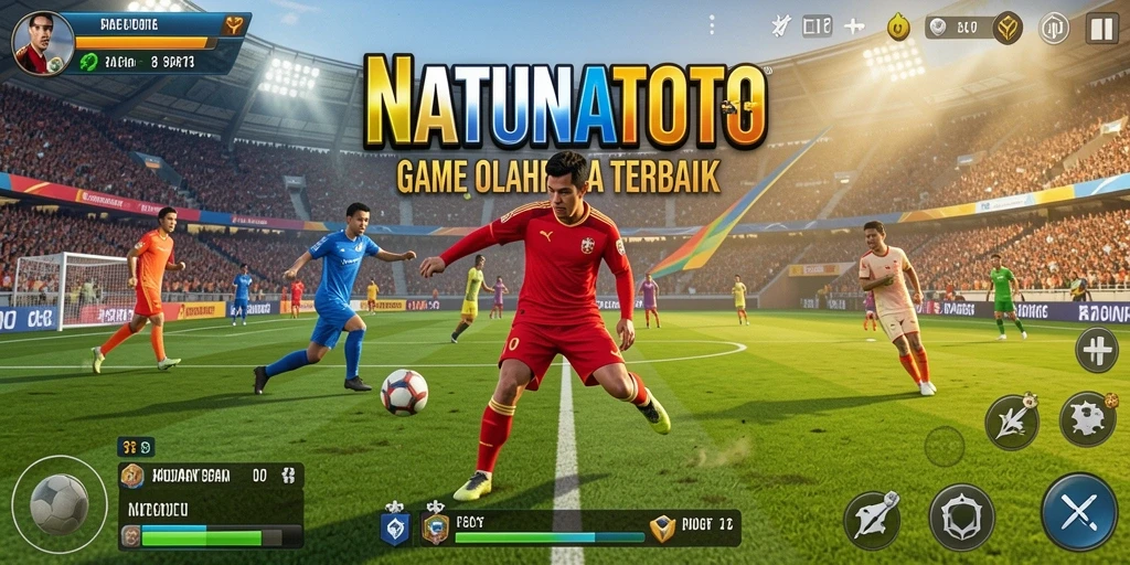 Tampilan gameplay seru dalam NATUNATOTO dengan momen pertandingan olahraga.