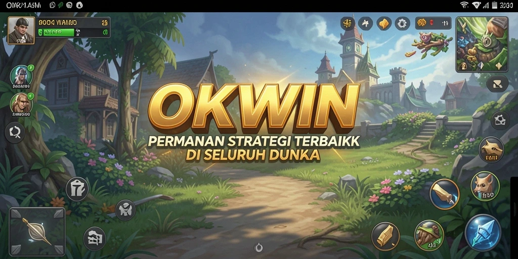 Tangkapan layar utama OKWIN menampilkan pertempuran strategis yang mendebarkan.