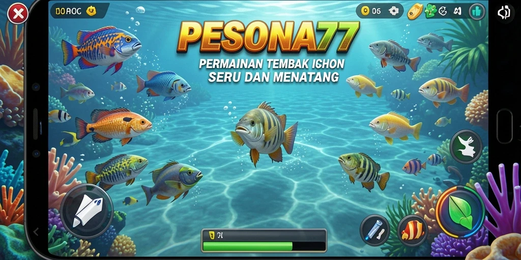 Tampilan gameplay PESONA77 yang seru dengan aksi menembak ikan.