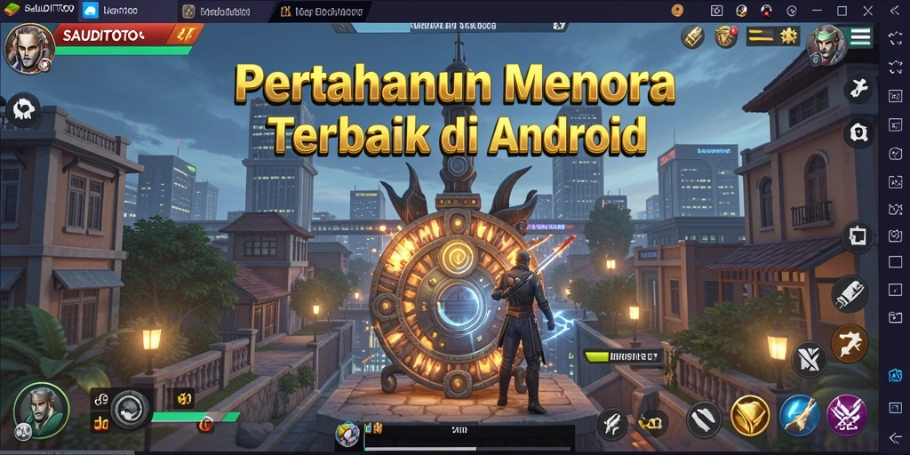 Gameplay menegangkan dalam SAUDITOTO dengan menara strategis.