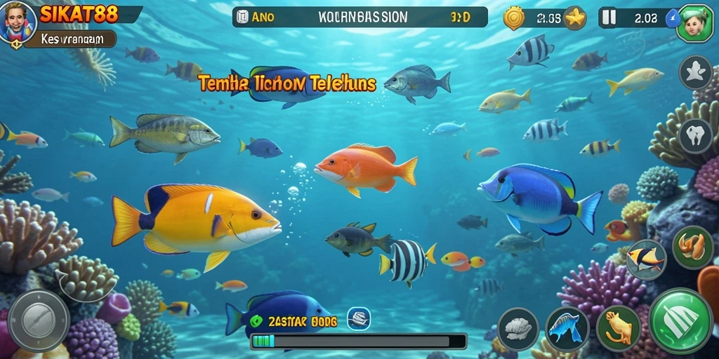 Gameplay seru dalam SIKAT88 dengan berbagai ikan untuk ditangkap.
