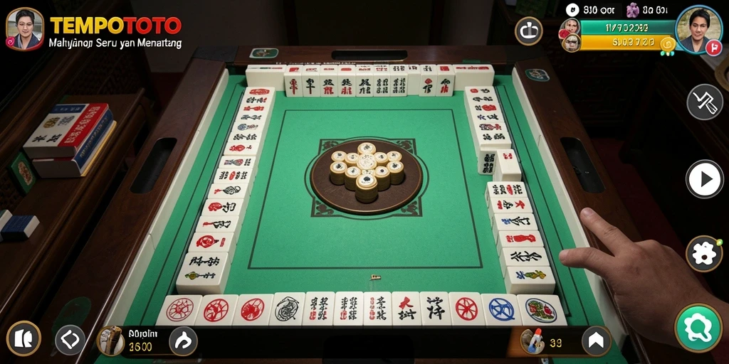 Screenshot gameplay TEMPOTOTO yang penuh tantangan Mahjong.